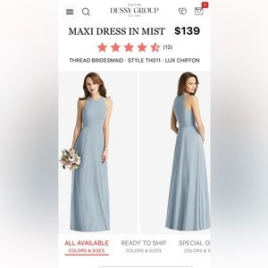 Thread bridesmaid dress sleeveless halter chiffon maxi dress in mist blue